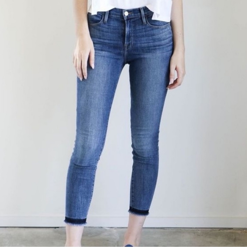 Frame Le High Skinny Jeans Langstone Wash Raw Released Hem, 27